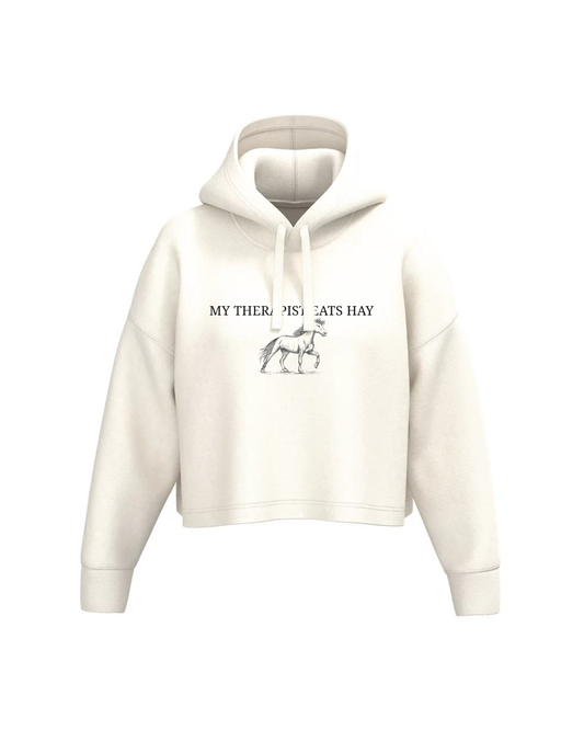 My Therapist Eats Hay Cropped Hoodie